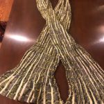 Lois M's finished scarf, with twist in body of scarf and an untwisted ruffle.